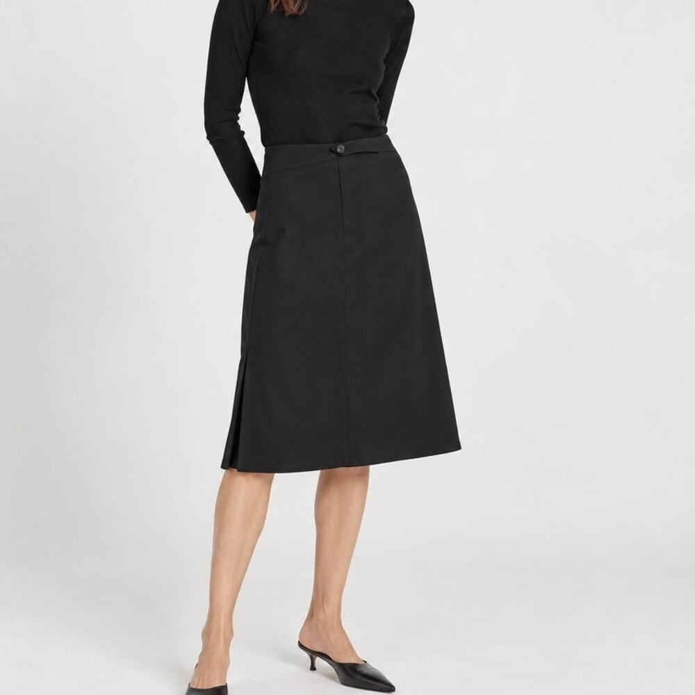 Piazza Sempione Black A-Line Skirt Knee Length Wool Size 46IT - Picture 1 of 10